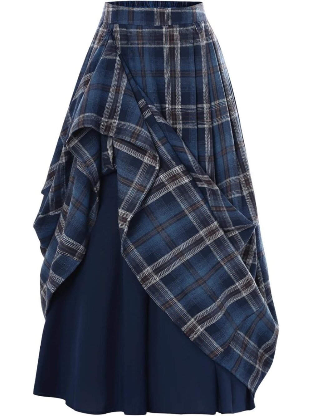 High Waist Layered Plaid Skirt for Women | Trendy Long Fashion Skirt